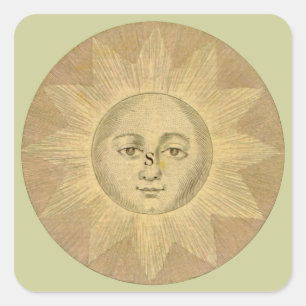 Sun Detail aus antiker Bowles Karte, ca. 1780 Quadratischer Aufkleber
