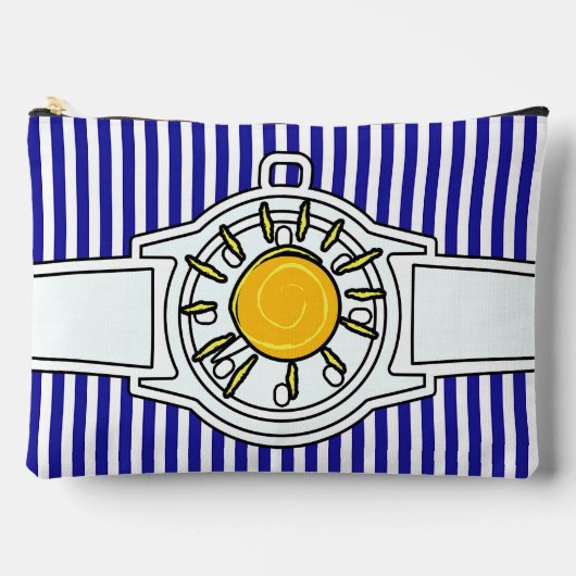 Sun Dial Wristwatch Blue Stripes Zubehörtasche (Vorderseite)