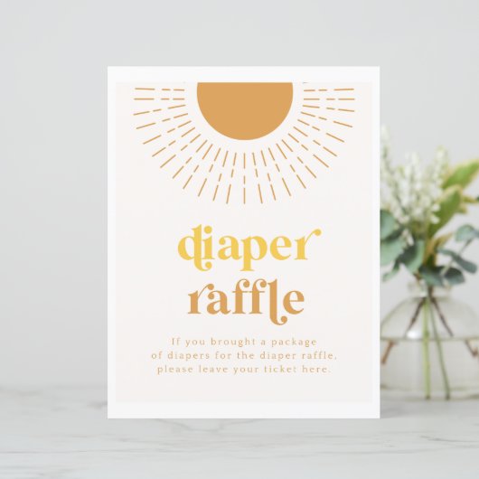 Sun Diaper Raffle Sign | Babydusche (Stehend Vorderseite)