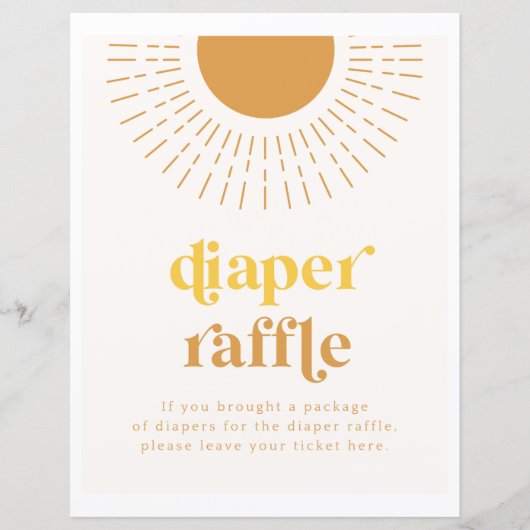 Sun Diaper Raffle Sign | Babydusche (Vorderseite)