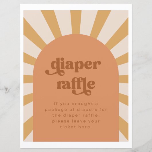 Sun Diaper Raffle Sign | Gold Sun Baby Dusche (Vorderseite)