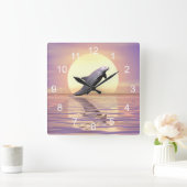 Sun Dolphin Quadratische Wanduhr (Zuhause)