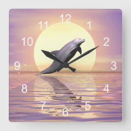 Sun Dolphin Quadratische Wanduhr