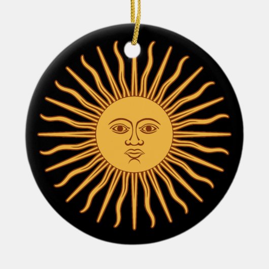 Sun Doppelseitige Ornament-Runde Keramik Ornament (Vorne)