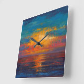 Sun Down II Quadratische Wanduhr (Winkel)