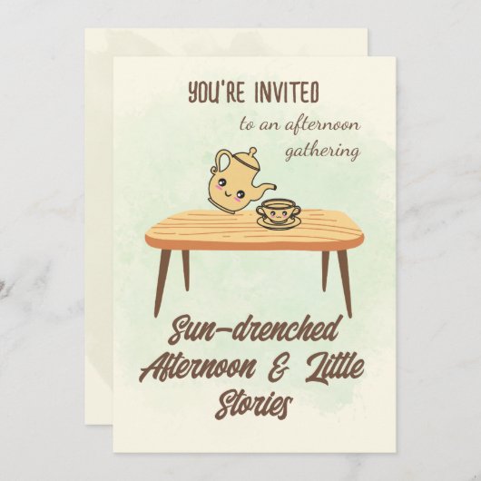 Sun-drenched Afternoon Invitation-Cozy Tea & Story Einladung (Vorne/Hinten)