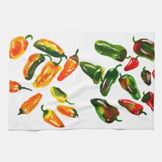 Sun-Drenched Peppers Watercolor Botanical Kitchen  Geschirrtuch