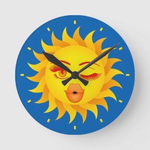 Sun Emoji Clock Runde Wanduhr