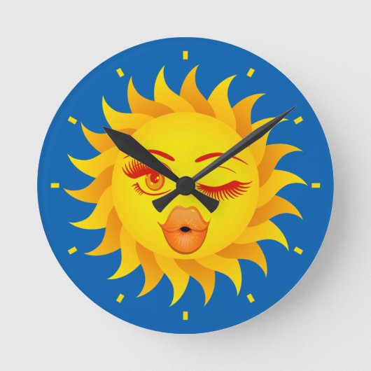Sun Emoji Clock Runde Wanduhr (Vorderseite)