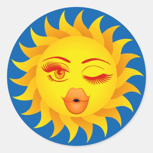 Sun emoji Symbol Runder Aufkleber (Vorderseite)