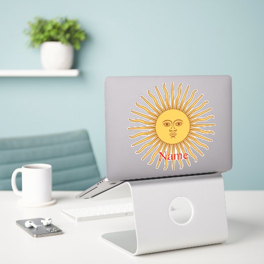 Sun face Art Illustration Thunder_Cove Aufkleber (Laptop auf Schreibtisch)