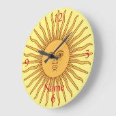 Sun face Art Illustration Thunder_Cove Große Wanduhr (Winkel)
