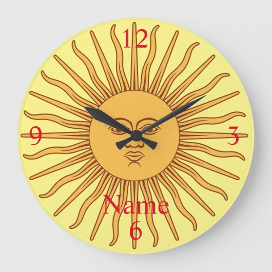 Sun face Art Illustration Thunder_Cove Große Wanduhr (Vorderseite)