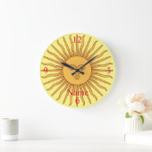 Sun face Art Illustration Thunder_Cove Große Wanduhr (Zuhause)