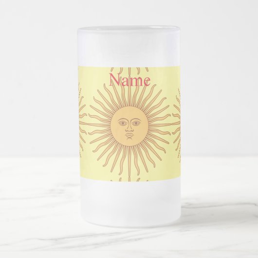 Sun face Art Illustration Thunder_Cove Mattglas Bierglas (Mittel)