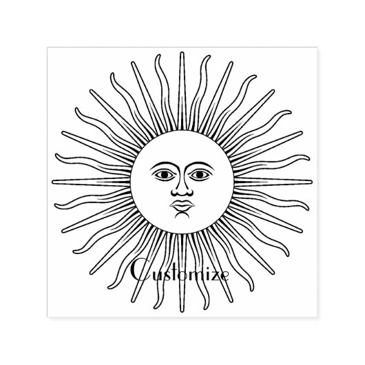 Sun face Art Illustration Thunder_Cove Permastempel (Design)