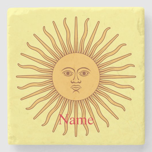 Sun face Art Illustration Thunder_Cove Steinuntersetzer (Vorderseite)