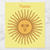 Sun face Art Illustration Thunder_Cove Weinetikett (Einzelnes Label)