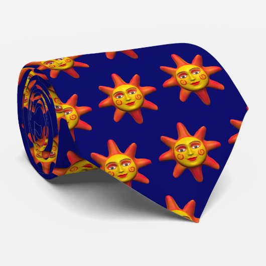 Sun Face - Blau Krawatte (Gerollt)