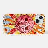 Sun Face Collage Art - Lebhaftes und warmes Design iPhone 15 Hülle (Rückseite (Horizontal))