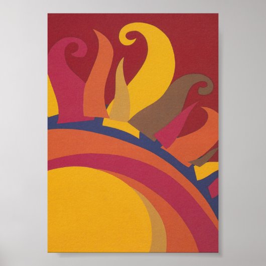 Sun farbenfroh Retro Vintage Poster (Vorne)
