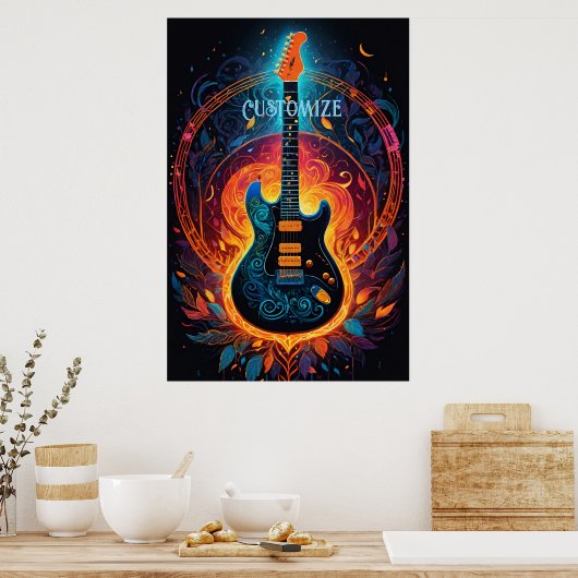 Sun Fire Electric Gitarre Poster (Küche)