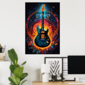 Sun Fire Electric Gitarre Poster (Heimbüro)