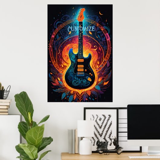 Sun Fire Electric Gitarre Poster (Heimbüro)