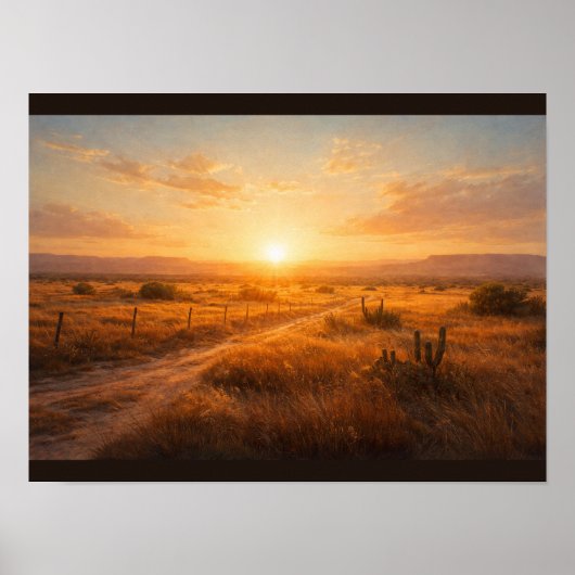 Sun flare over empty prairie poster (Vorne)