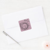 Sun Floral Boho DANK YOU Elegante Chic Dusty Rose Quadratischer Aufkleber (Umschlag)