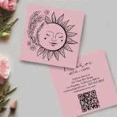 Sun Floral Boho Line Art Elegante QR Code Quadratische Visitenkarte