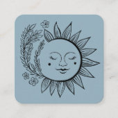 Sun Floral Boho Line Kunst, Dichtung und Musik Quadratische Visitenkarte (Vorderseite)