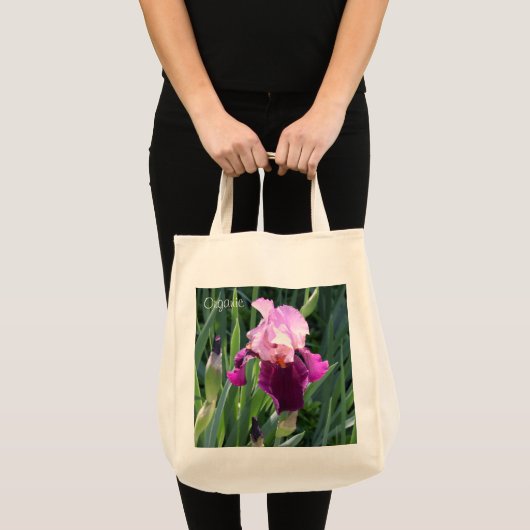 Sun-geküsst Pink Iris Garden Tragetasche (Vorderseite (Produkt))