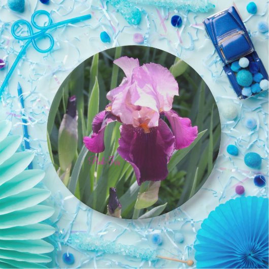 Sun-geküsst Pink Magenta Iris Garden Pappteller (Party)