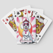 Sun-geküsstes Poodle in rosa Monogramm Kinder pass Spielkarten (Rückseite)