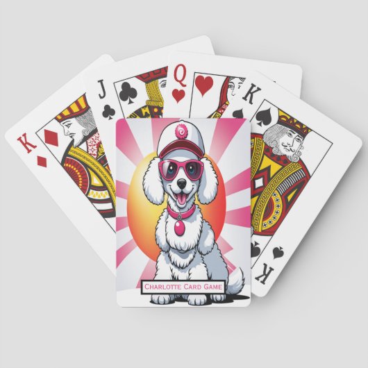 Sun-geküsstes Poodle in rosa Monogramm Kinder pass Spielkarten (Rückseite)