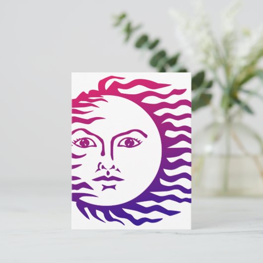 Sun-Gesicht Postkarte (Stehend Vorderseite)