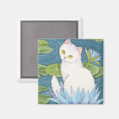 Sun God Cat Square Magnet Moussart (Vorderseite/Rückseite)