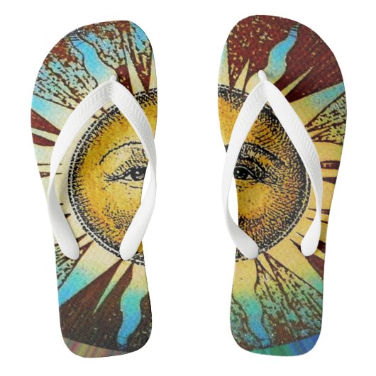 Sun God Sun Gesicht Sommer Slipper Badesandalen (Fußbett)