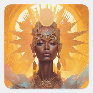 Sun Goddess Fantasy Art Quadratischer Aufkleber