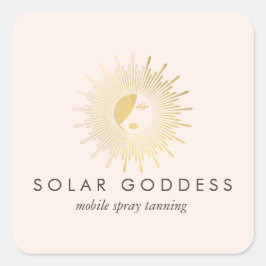 Sun Goddess Girl Logo Spray Tanning Salon Pink Quadratischer Aufkleber