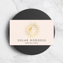 Sun Goddess Girl Logo Spray Tanning Salon Pink Visitenkarte