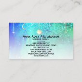 *~* Sun Gold Stars Sparkle Moon Celestial Blue Visitenkarte (Rückseite)