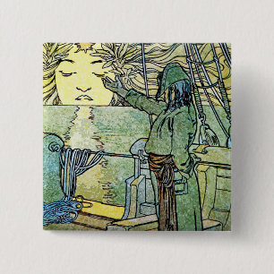 Sun-Göttin durch Alphonse Mucha Button