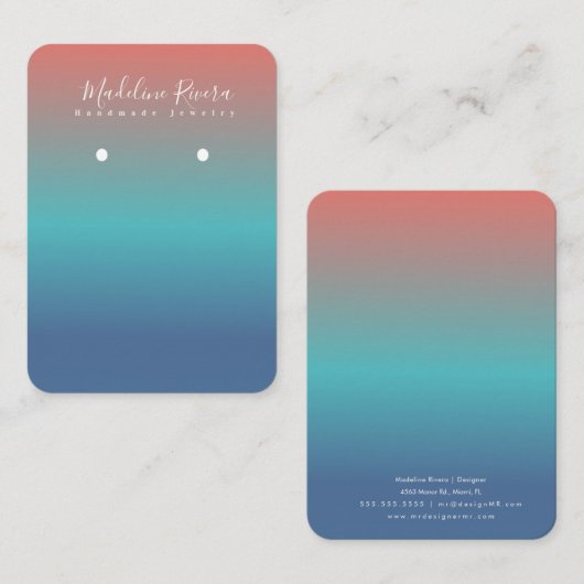 Sun Gradient Handmade Artisan Earring Display Card Telefonnummerkarte (Vorne/Hinten)
