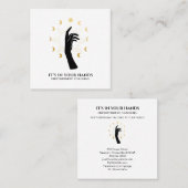 *~* Sun Hand Moon Phasing Black Gold Kosmische Ene Quadratische Visitenkarte (Vorne/Hinten)