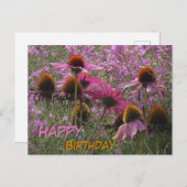 Sun Hat Blume Cust. Text Happy Birthday Postcard Postkarte (Vorne/Hinten)