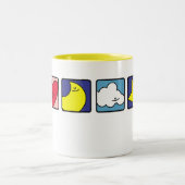Sun-Herz-Mond-Wolken-Stern-Blumen-Tasse Zweifarbige Tasse (Mittel)
