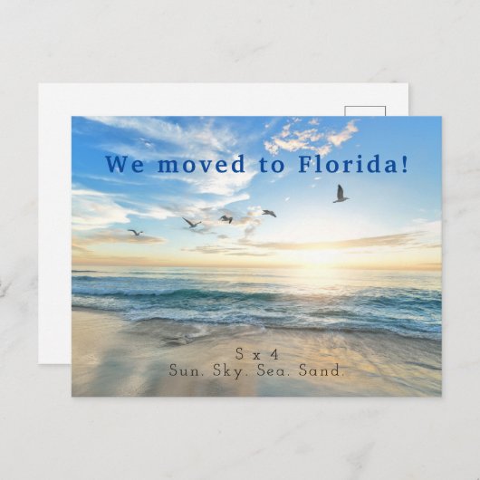 Sun. Himmel. Meer. Sand. Strand-Szene Ankündigungspostkarte (Vorne/Hinten)