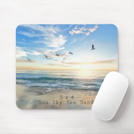 Sun. Himmel. Meer. Sand. Strand-Szene Mousepad (Mit Mouse)
